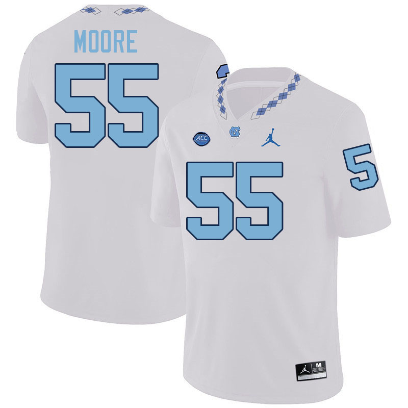#55 Jakai Moore North Carolina Tar Heels College Football Jersey Stitched-White